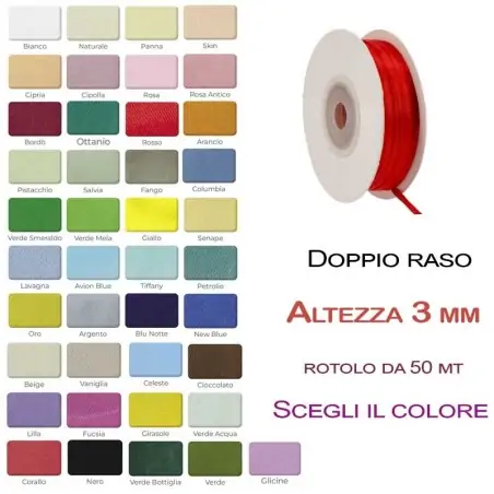 Nastro doppio raso 3 mm rotolo da 50mt