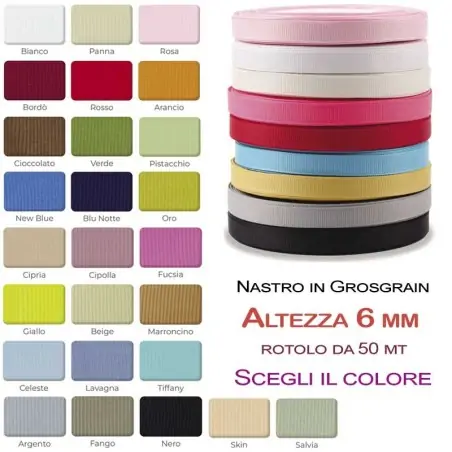 Nastro grosgrain 6 mm x 50 mt